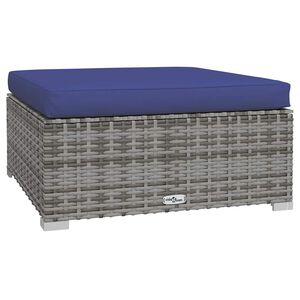 vidaXL Poggiapiedi Giardino con Cuscino Grigio 70x70x30 cm Polyrattan