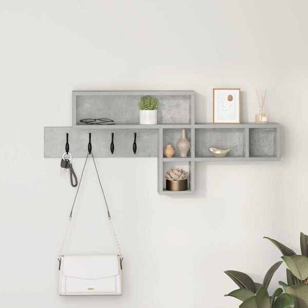 vidaXL Appendiabiti a muro Grigio cemento 100 x 12 x 43.5 cm