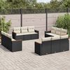 vidaXL Set Divani da Giardino 12 pz con Cuscini Nero in Polyrattan
