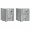 vidaXL Mobiletto da notte a muro 2 pz Grigio Sonoma 34,5 x 33 x 40 cm