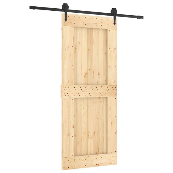 vidaXL Porta Scorrevole con Set Hardware 85x210 cm Legno Massello Pino