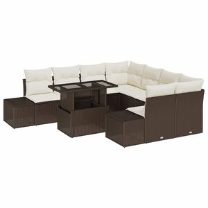 vidaXL Set Divano da Giardino 9 pcs Marrone e Crema polyrattan