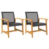 vidaXL Sedie da Giardino 2pz Nere in Polyrattan e Legno di Acacia