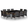 vidaXL Set Pranzo da Giardino 11pz in Polyrattan Grigio