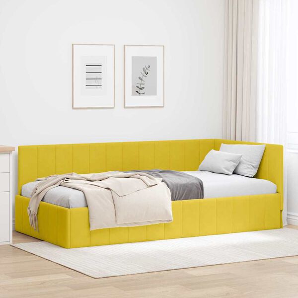 vidaXL Cornice del letto ad angolo Giallo 90 cm x 190 cm Velluto