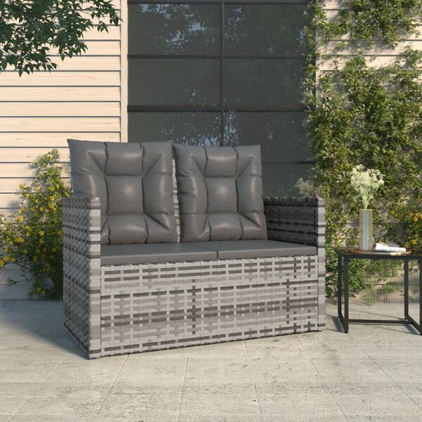 vidaXL Panca da Giardino con Cuscini Grigia 105 cm in Polyrattan