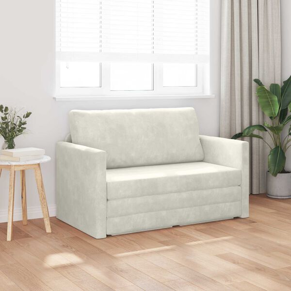 vidaXL Divano letto 110cm Crema Velluto