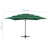 vidaXL Ombrellone a Sbalzo 4 Livelli Palo Alluminio 250x250 cm Verde