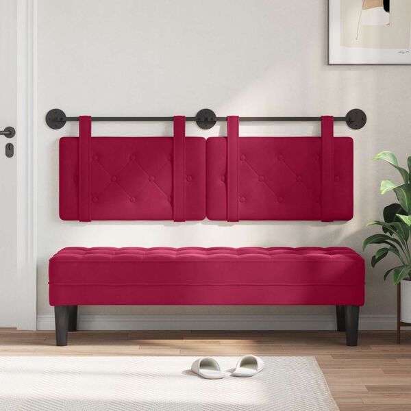 vidaXL Testata appesa Rosso Vino 150 x 55 x 5 cm Velluto