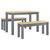 vidaXL Set da Pranzo 3 pz PANAMA Grigio in Legno Massello di Pino