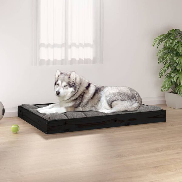 vidaXL Cuccia per Cani Nera 101,5x74x9 cm in Legno Massello di Pino