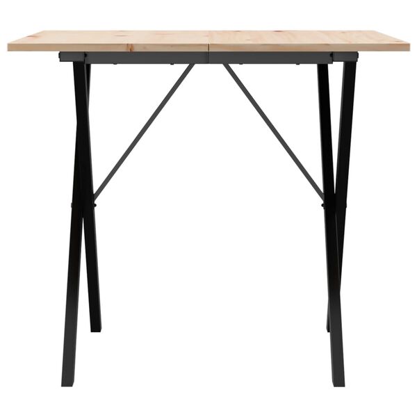 vidaXL Tavolo da Pranzo Telaio a X 90x90x75 cm Legno Pino e Acciaio