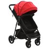 vidaXL Passeggino/Carrozzina 2-in-1 Rosso e Nero in Acciaio