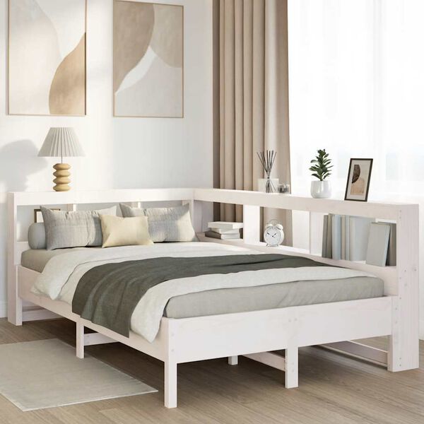 vidaXL Letto Libreria senza Materasso Bianco 120x200 cm Legno di Pino