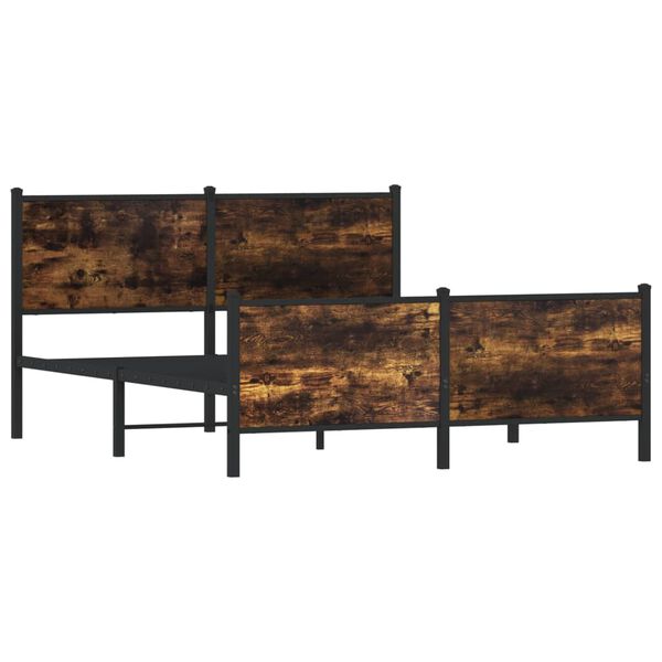 vidaXL Giroletto senza Materaso in Metallo Rovere Fumo 140x190 cm