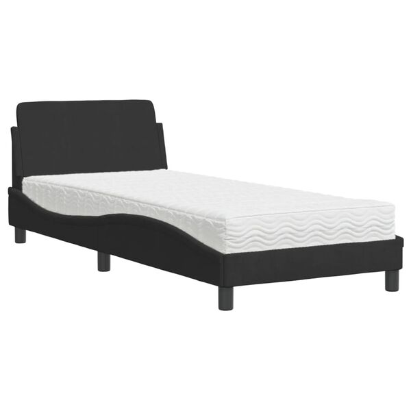 vidaXL Letto con Materasso Dover Nero 90x200 cm in Velluto
