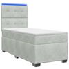 vidaXL Letto con Box Spring, Materasso e LED Grigio Chiaro 90 x 190 cm