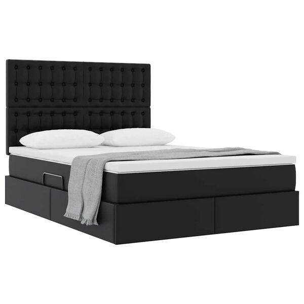vidaXL Letto con Contenitore Nero 140 x 200 cm Pelle Sintetica