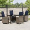 vidaXL Set di tavolo e sedie con cuscino 5 pcs Grigio Rattan in PE