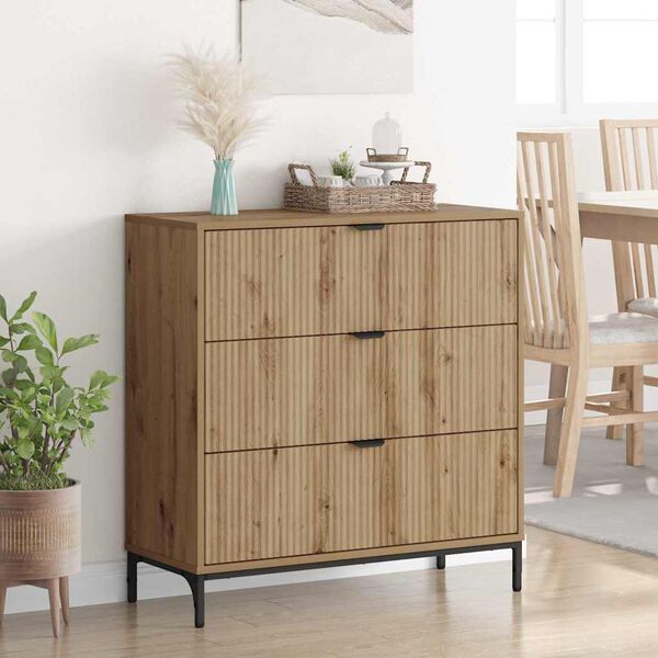 vidaXL Credenza Rovere artigianale 79,5 x 33 x 82 cm Legno multistrato