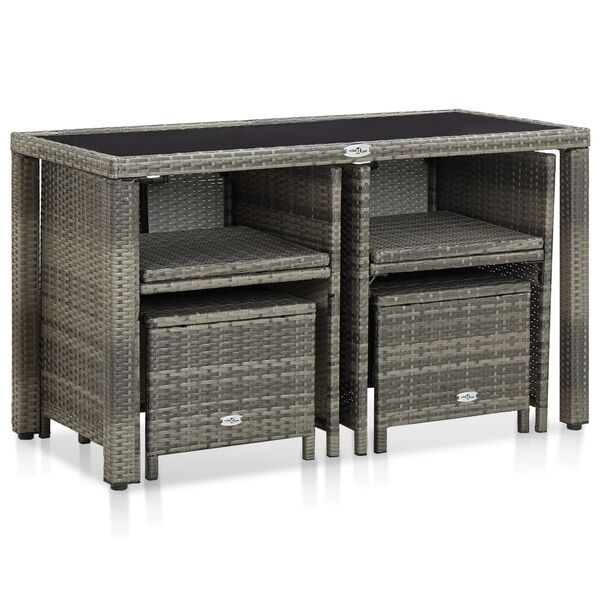 vidaXL Set da Pranzo da Giardino 5 pz con Cuscini in Polyrattan Grigio