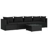 vidaXL Set Divani da Giardino 5 pz con Cuscini in Polyrattan Nero
