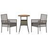 vidaXL Set da Pranzo per Giardino 3 pcs Grigio polyrattan