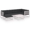 vidaXL Set Salotto Giardino 7 pz Cuscini Antracite Legno Massello Pino