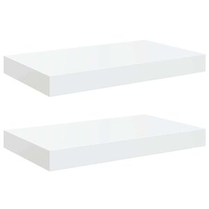 vidaXL Scaffali a Parete 2 pz Bianco Lucido 40x23,5x3,8 cm in MDF