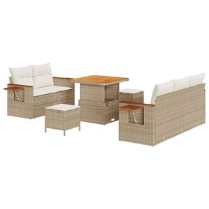 vidaXL Set Divano da Giardino 10 pz 7-Numero di posti Beige e Crema