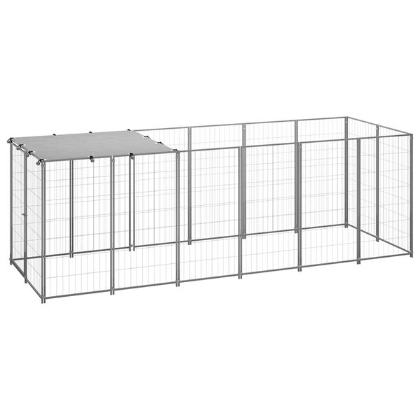 vidaXL Gabbia per Cani Argento 330x110x110 cm in Acciaio