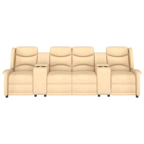 vidaXL Divano Massaggiante Reclinabile 4 Posti e Portabicchieri Crema