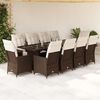 vidaXL Set Bistr&ograve; da Giardino 11 pz con Cuscini in Polyrattan Marrone