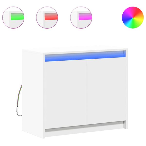 vidaXL Credenza con LED Bianca 72x34x61 cm in Legno Multistrato