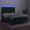 vidaXL Letto a Molle con Materasso e LED Verde Scuro 140x190cm Velluto