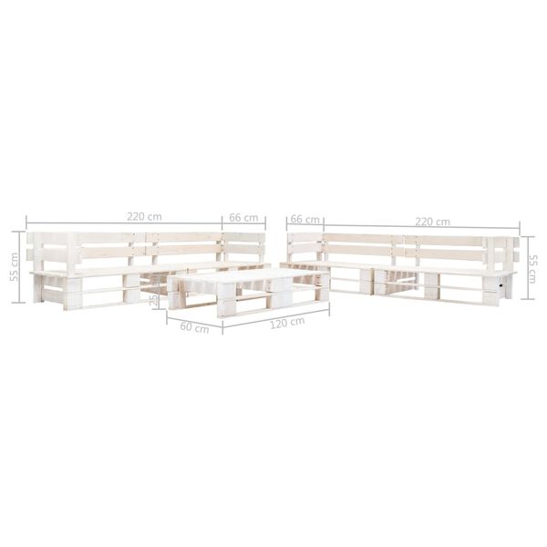 vidaXL Set Divani da Giardino su Pallet 6 pz in Legno Bianco