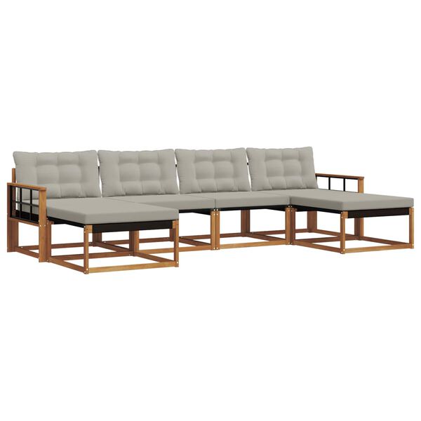 vidaXL Set di divani da esterno 6 pcs Grigio Naturale e Chiaro