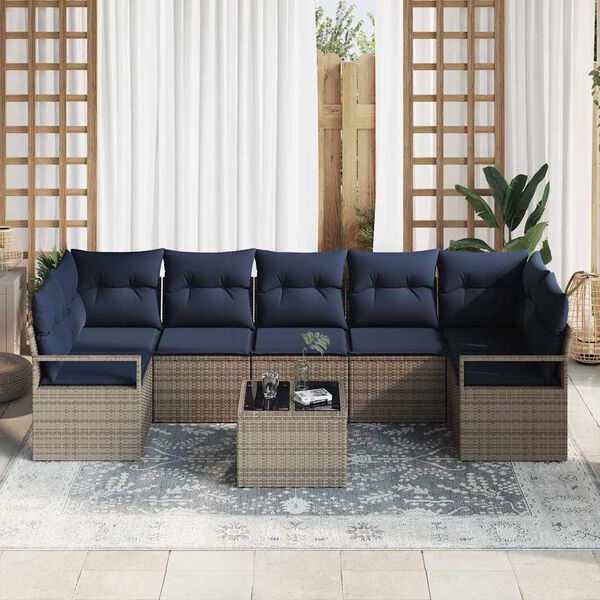 vidaXL Set di divani 8 pcs Grigio polyrattan