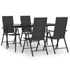 vidaXL Set da Pranzo da Giardino 5 pz Nero in Polyrattan
