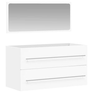 vidaXL Mobile da Bagno con Specchio Bianco in Legno Multistrato