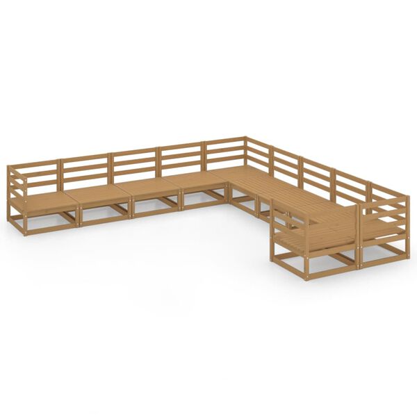 vidaXL Set Divani da Giardino 10 pz in Legno Massello di Pino