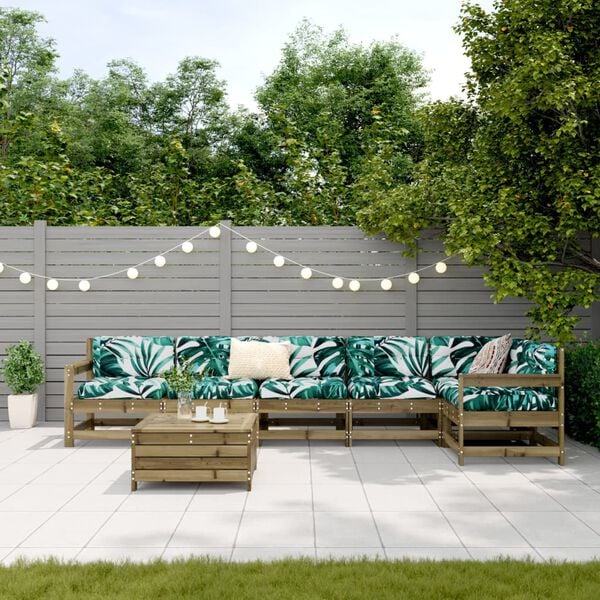 vidaXL Set Divani da Giardino 7 pz in Legno Impregnato di Pino