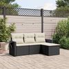 vidaXL Set Divani da Giardino 4 pz con Cuscini Nero in Polyrattan