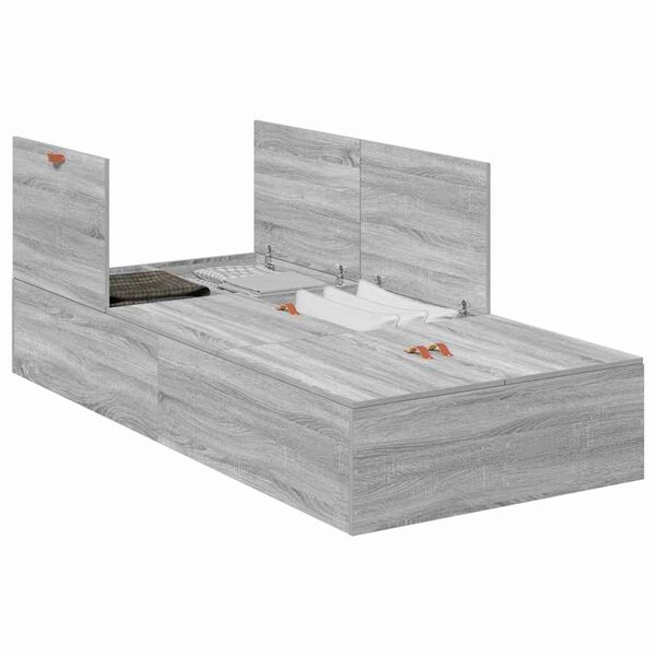 vidaXL Struttura del letto Grigio sonoma 75 x 190 cm Legno multistrato