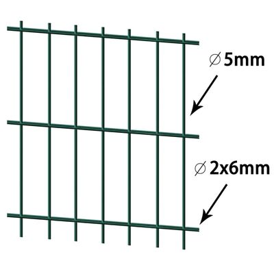 Pannelli per recinzione da giardino con pali 2008x2230 mm 28 m Verde