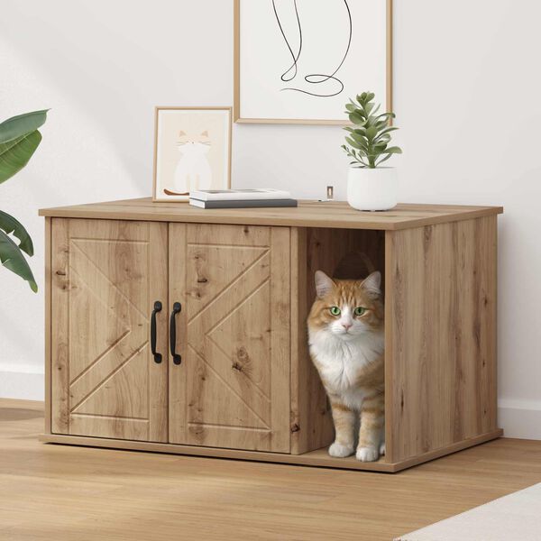 vidaXL Casa per Gatti Rovere Artigianale 85 x 55 x 50 cm