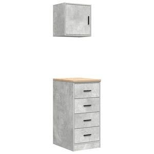 vidaXL Armadi da Garage 2 pz Grigio Cemento in Legno Multistrato