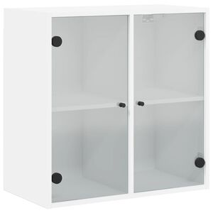 vidaXL Mobile a Muro con Ante in Vetro Bianco 68x37x68,5 cm