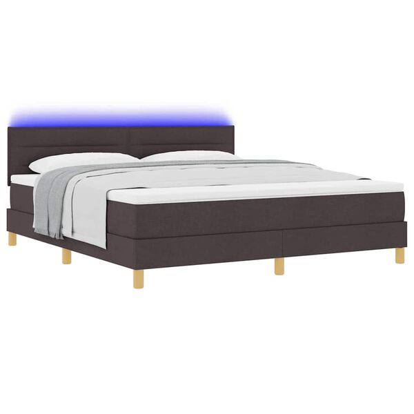 vidaXL Letto a Sorgente LED Marrone Scuro 180 x 200 cm Tessuto
