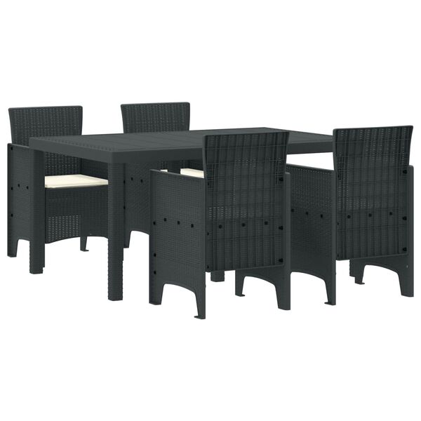 vidaXL Set da Pranzo per Giardino 5 pcs Antracite Rattan Polt